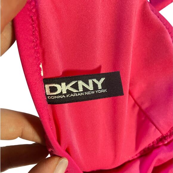 DKNY One Piece Halter‎ Swimsuit Ruched Side Tummy Control Hot Pink Size Medium - Picture 10 of 10